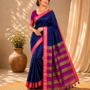 Cotton blue saree