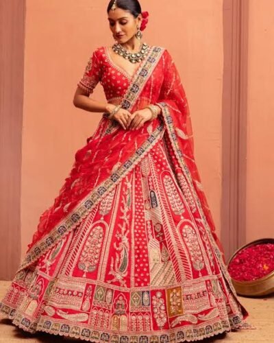 Bridal Red Embroidered Lehenga
